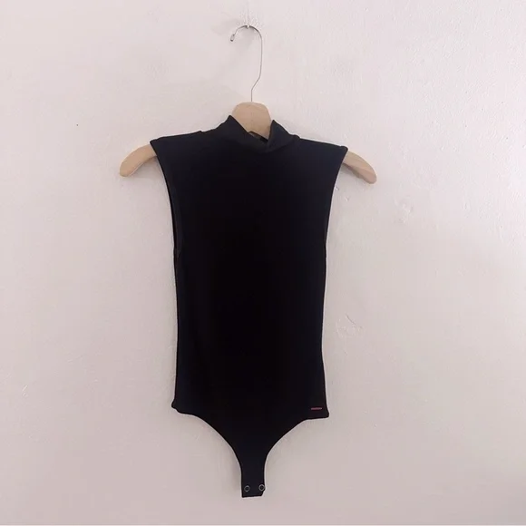 N: Philanthropy Ribbed Bodysuit Sleeveless Turtleneck Tank Black - Picture 2 of 8